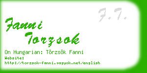 fanni torzsok business card